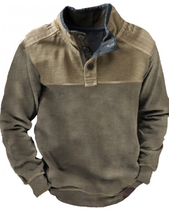 Vintage Long Sleeve Henley Collar T-Shirt HF2904-02-02